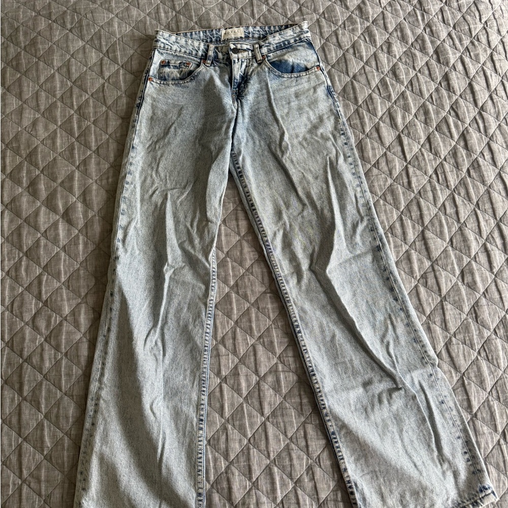 Motel Rocks Light blue low rise wide leg jeans